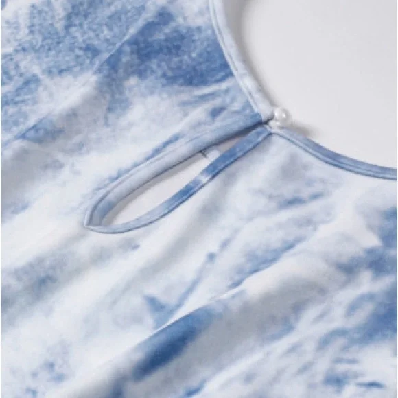 Blue Pocketed Tie Dye Knit Jumpsuit. NWT. - Picture 15 of 16